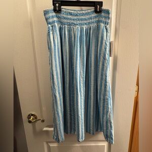 A New Day Blue on Blue Striped Midi Skirt